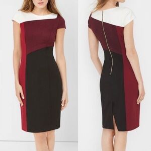 NWT White House Black Market Burgundy and Black Colorblock Dress